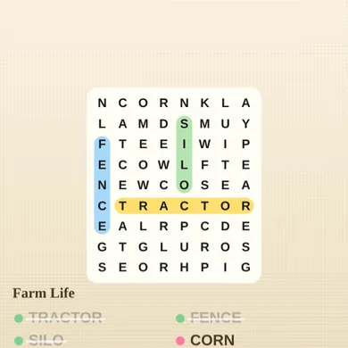 Calm Word Search game